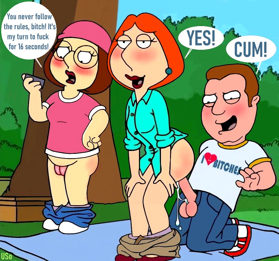 big_breasts cheating_wife cum_inside dialogue family_guy lois_griffin meg_griffin outdoor_sex penis puffy_pussy uso_(artist)