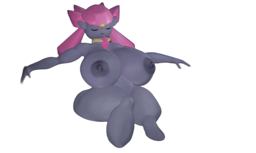 1girl 3d alpha_channel anthro areolae big_ass big_breasts breasts closed_eyes diancie dra111_(artist) female female_only furry gen_6_pokemon grey_body laying_back legendary_pokemon navel nipples nude pokemon roblofanflation smile solo spread_arms transparent_background
