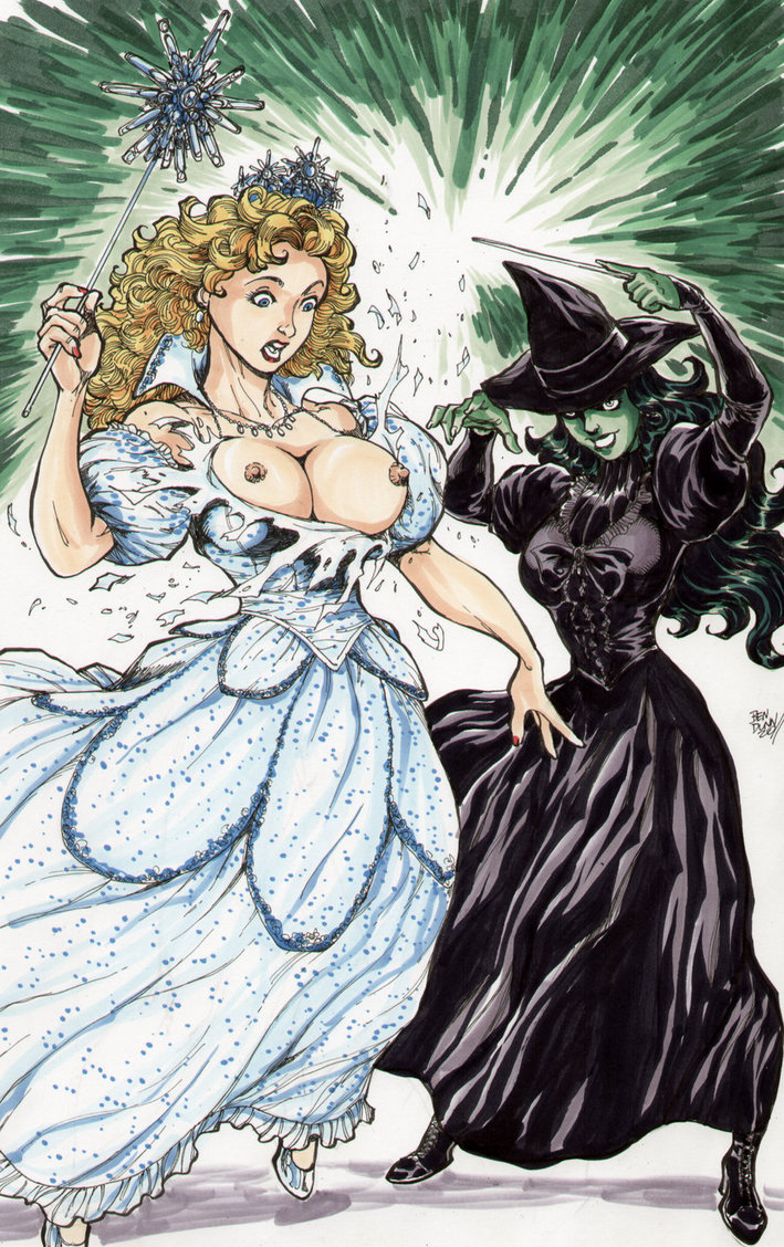 ben_dunn breasts_out_of_clothes cleavage elphaba glinda good_witch_of_the_north huge_breasts the_wizard_of_oz wardrobe_malfunction wicked_witch_of_the_west wizard_of_oz