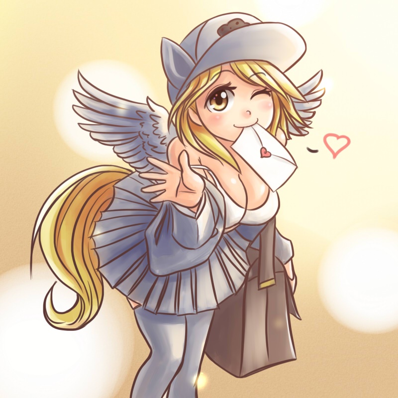 123hamster 2013 bag blonde_hair blush bra cleavage derpy_hooves derpy_hooves_(mlp) eared_humanization equine female friendship_is_magic hair hat headgear heart human humanization humanized my_little_pony pegasus ponilove skirt solo tailed_humanization underwear winged_humanization wings yellow_eyes