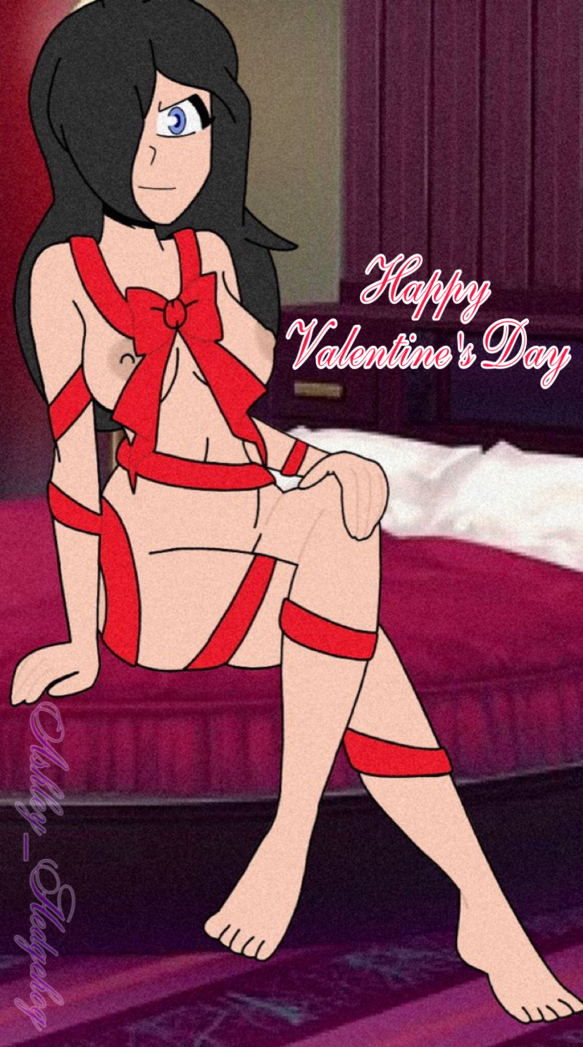 1girl ashleyh lianna_(ashley_hedgehog) naked_ribbon oc_character ribbon valentine's_day