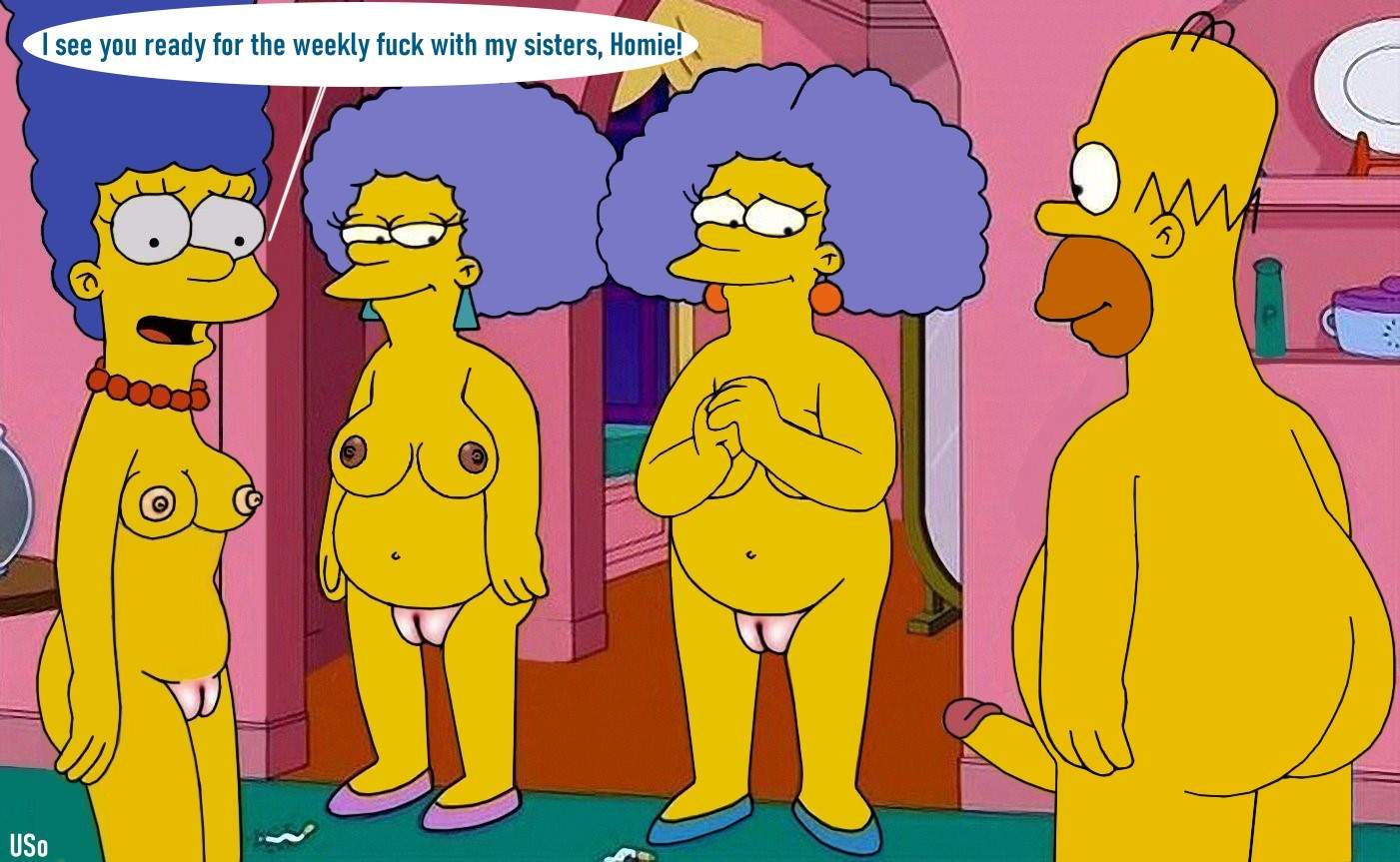 black_red_gold_brown_for_marion homer_simpson marge_simpson patty_bouvier selma_bouvier tagme the_simpsons