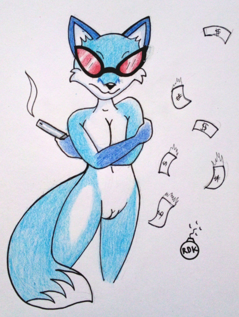 1girl 1girl alternate_color anthro breasts fox gun lipstick miss_fortune pussy rdk sunglasses