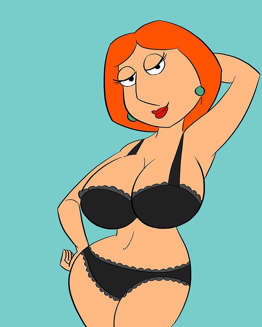 big_breasts bra breasts cleavage earrings family_guy glassfish lingerie lois_griffin panties redhead smile