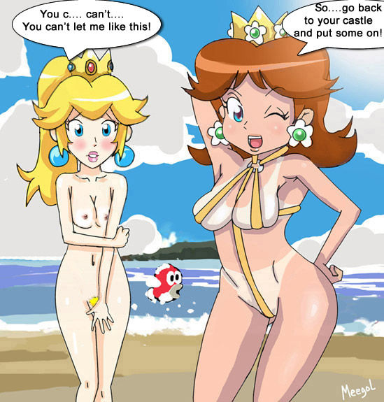beach embarrassed enf english nude princess princess_daisy princess_peach super_mario_bros. tan_line