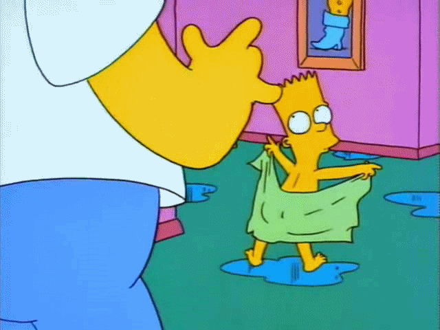 ass bart_simpson gif homer_simpson looking_back nude running the_simpsons towel water yellow_skin