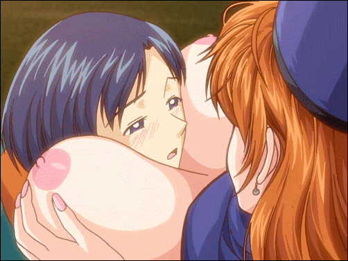 alena_(dq4) animated animated_gif ariana_(dq4) between_breasts blue_eyes blue_hair breasts brown_hair chunsoft dragon_quest dragon_quest_iv enix gif kate_sai large_breasts long_hair nipples princess_alena red_eyes red_hair smothering square_enix teen video_game_character video_game_franchise
