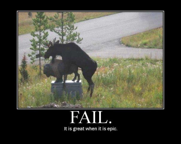 fail inanimate moose motivator statue