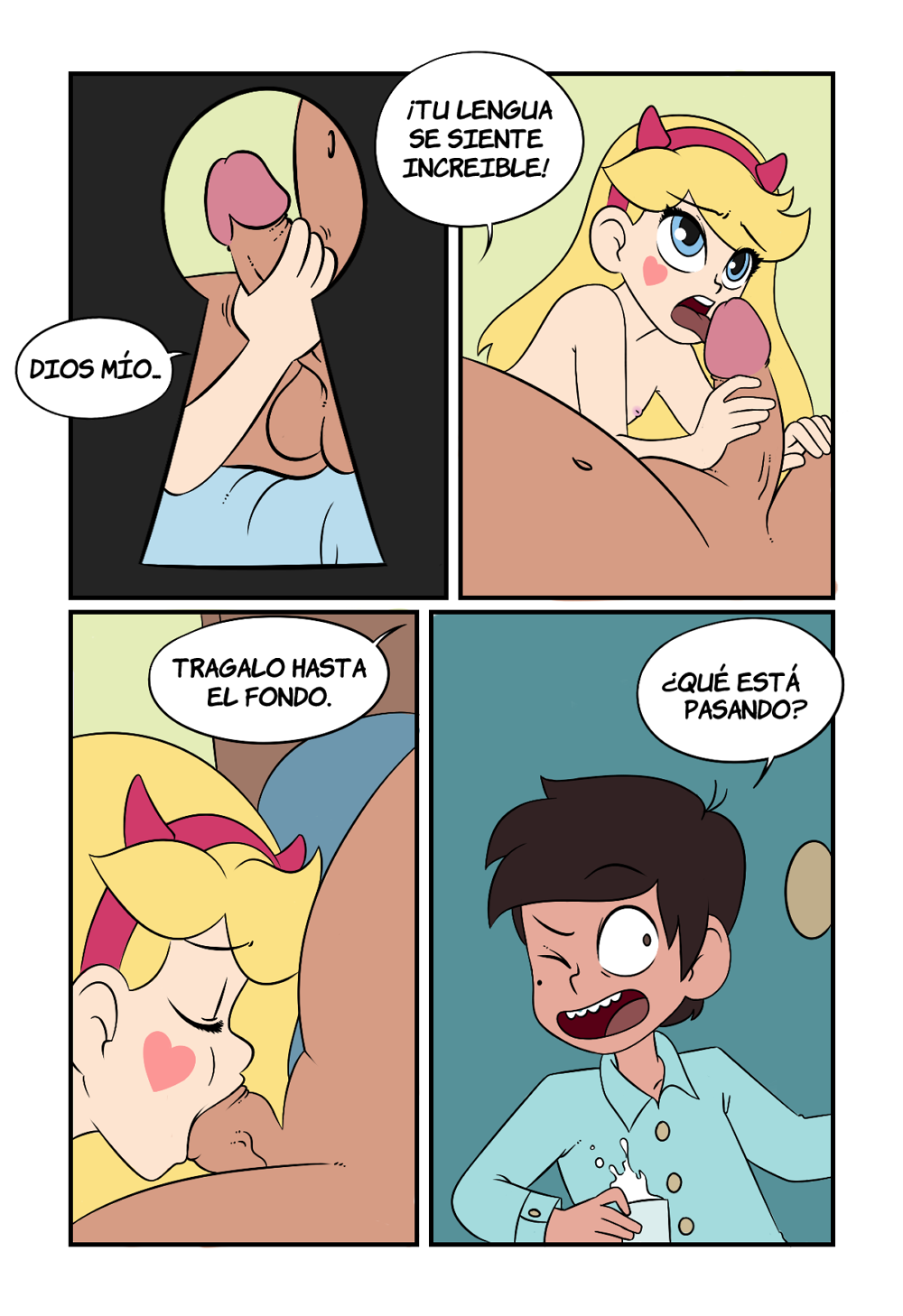 bed bedroom comic deepthroat el_tordo fellatio lick licking licking_penis marco_diaz mr._diaz nude oral peeking pillow rafael_diaz spanish star_butterfly star_vs_the_forces_of_evil text translation_request watching