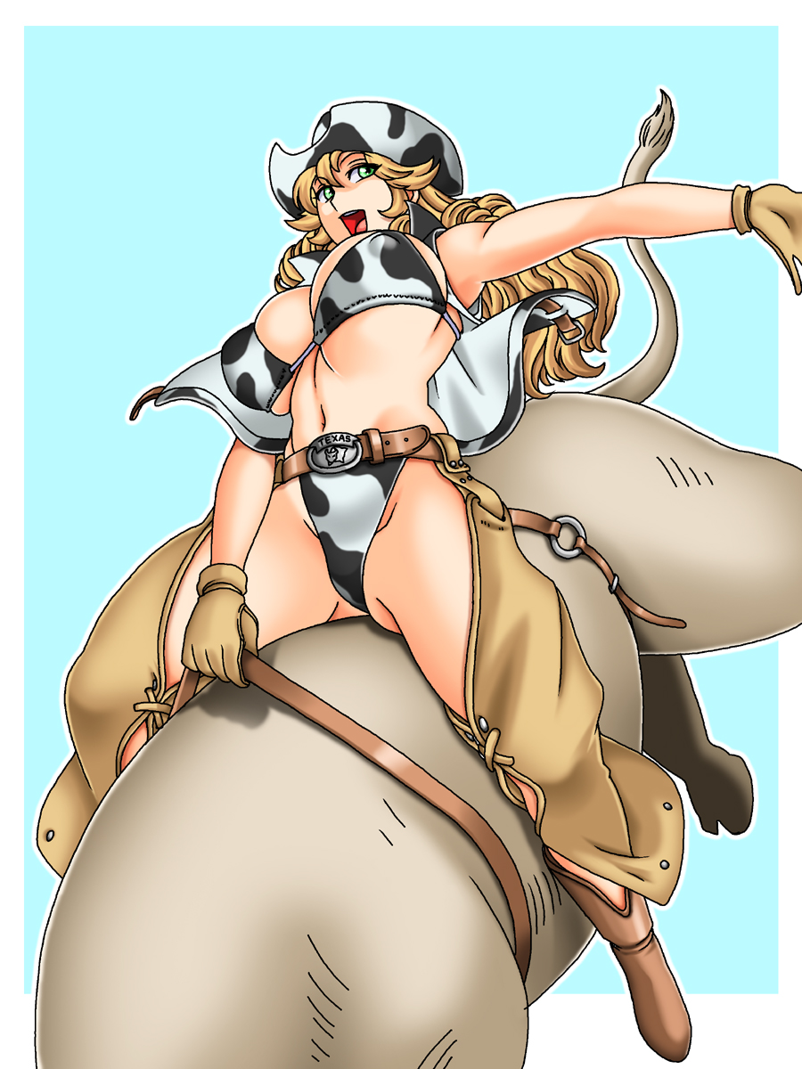 big_breasts blonde_hair breasts cowboy_hat dixie_clemets gaden hat highres rumble_roses sex