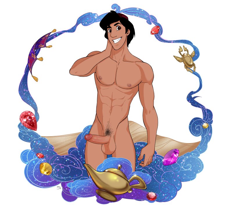 1boy abs aladdin aladdin_(series) athletic_male attractive big_penis disney fit_male handsome jonsfw nude