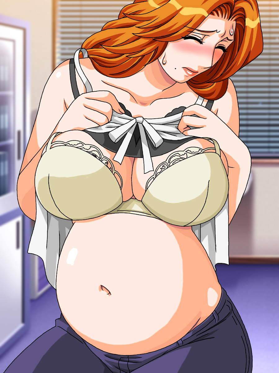big_breasts bleach bra breasts cleavage gaden highres large_breasts matsumoto_rangiku mole pregnant sex