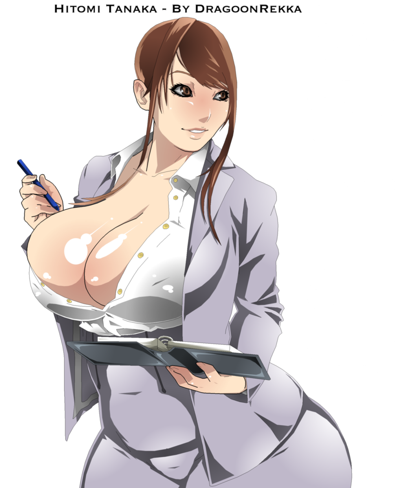 1girl asian blush book breasts cleavage dragoonrekka female hitomi_tanaka huge_breasts japan looking_away office pornstar simple_background smile solo
