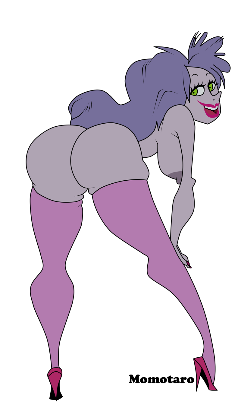 ass breasts disney green_eyes hair high_heels long_hair madam_mim momotaro purple_hair stockings the_sword_in_the_stone whore witch