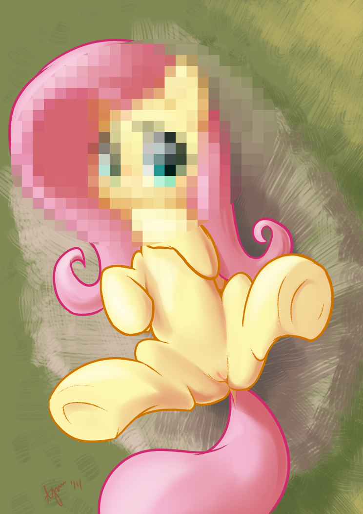 ajin censored equine female fim fluttershy foot_focus friendship_is_magic fur hair hindpaw hooves horse looking_at_viewer lying lying_down mammal mosaic_censoring my_little_pony on_back paws pegasus pink_hair pony presenting pussy solo yellow_fur