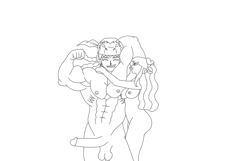 abs alice_(yu-gi-oh!_gx) alpha_male armpit_licking armpits beefcake biceps big_muscles big_penis bodybuilder completely_nude completely_nude_female completely_nude_male excited flexing grinning horny_women hunk licking_armpit lineart muscle muscular_armpits muscular_male serratus_anterior straight tyranno_hassleberry yu-gi-oh! yu-gi-oh!_gx