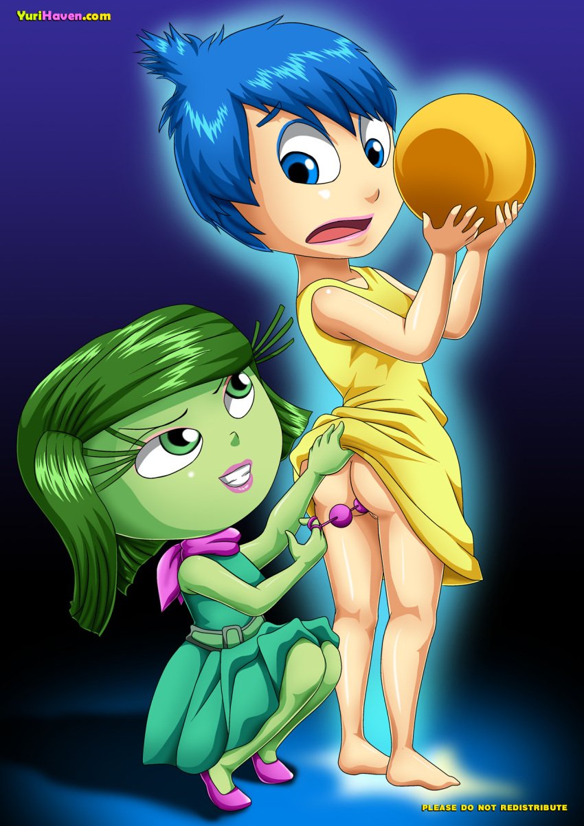 1girl 2_girls anal anal_beads ass bbmbbf disgust_(inside_out) disney female/female female_only inside_out joy_(inside_out) open_mouth palcomix pixar pussy teeth tongue yuri yurihaven.com
