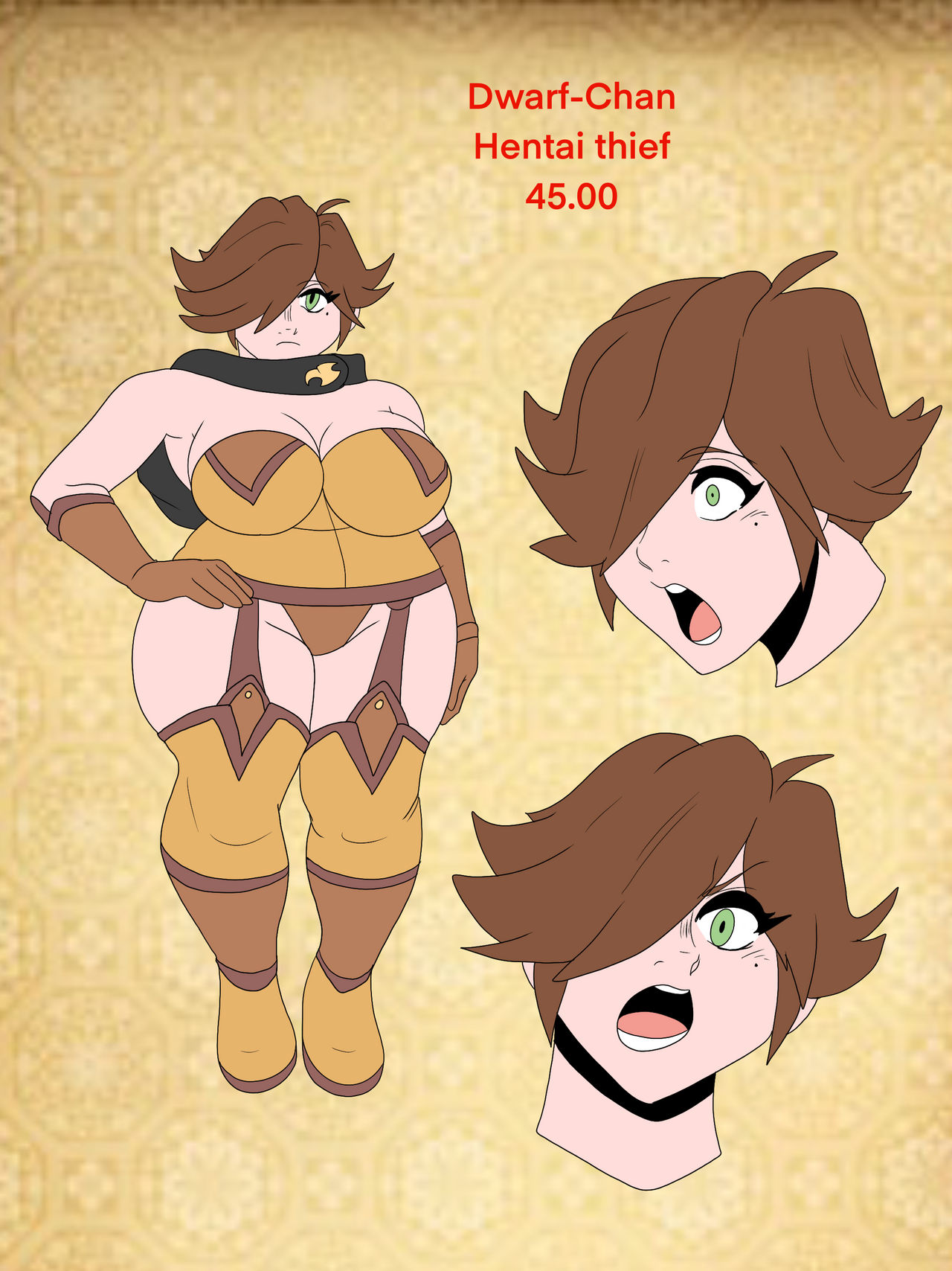 big_breasts brown_hair dwarf green_eyes hourglass_figure large_ass ninja-8004 original_character sexy sexy_ass sexy_body sexy_breasts