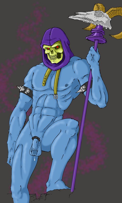 1boy he-man_and_the_masters_of_the_universe human male male_only masters_of_the_universe muscle nude penis precum skeletor solo tagme yaoi