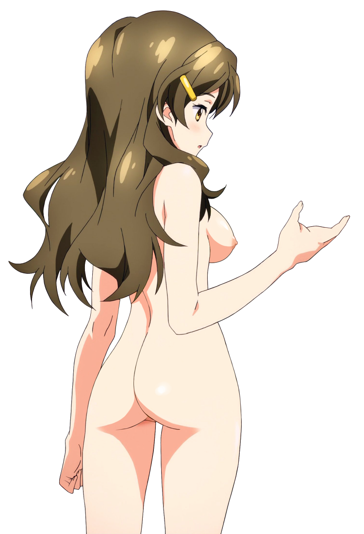 1girl arm arms art artist_request ass babe back bare_back bare_legs bare_shoulders blush breasts brown_hair female hair hair_ornament hairclip himawari_shinomiya legs long_hair nipples nude nude_filter open_mouth photoshop shinomiya_himawari shiny shiny_hair shiny_skin sideboob solo standing thighs transparent_background vividred_operation yellow_eyes