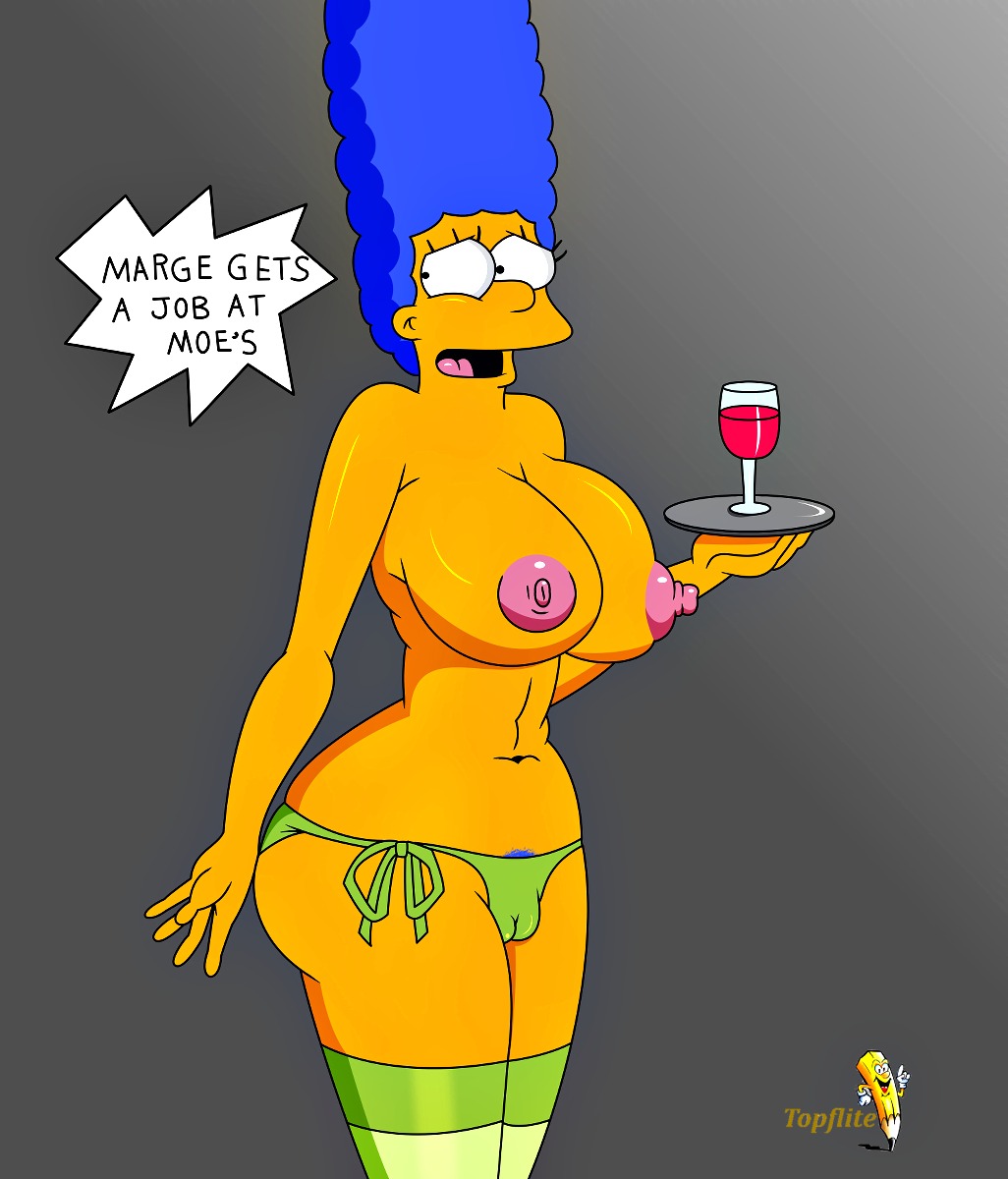 big_breasts blue_hair breasts cameltoe hair marge_simpson milf tagme the_simpsons topflite yellow_skin