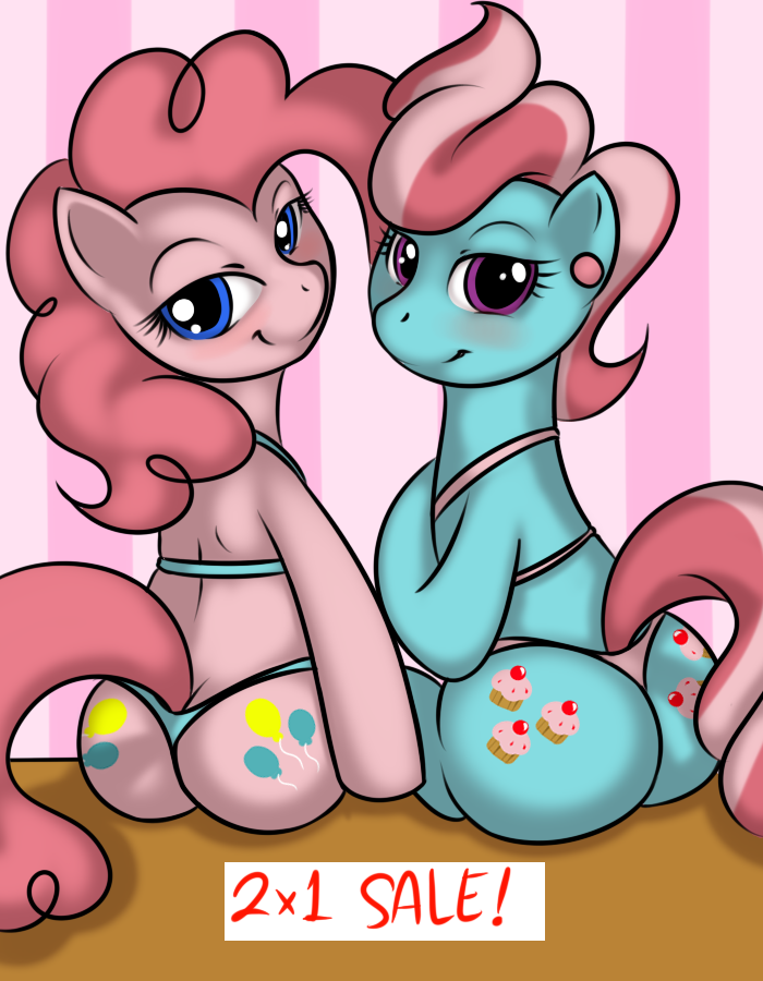 equine female friendship_is_magic horse kloudmutt looking_back mrs._cake my_little_pony pinkie_pie pony thong