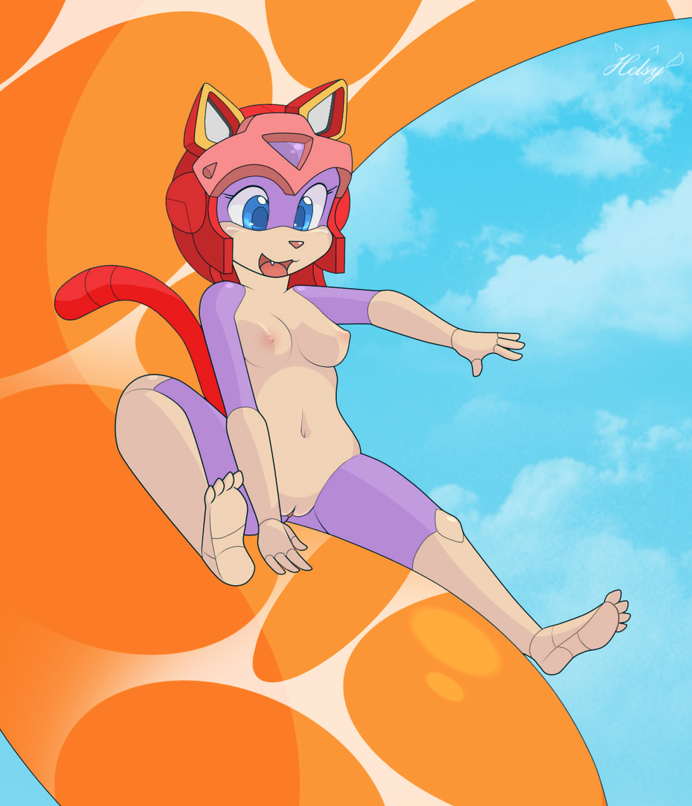 android blue_eyes breasts cat feline female furry_wolf helmet nude polly_esther pussy samurai_pizza_cats solo tentacles