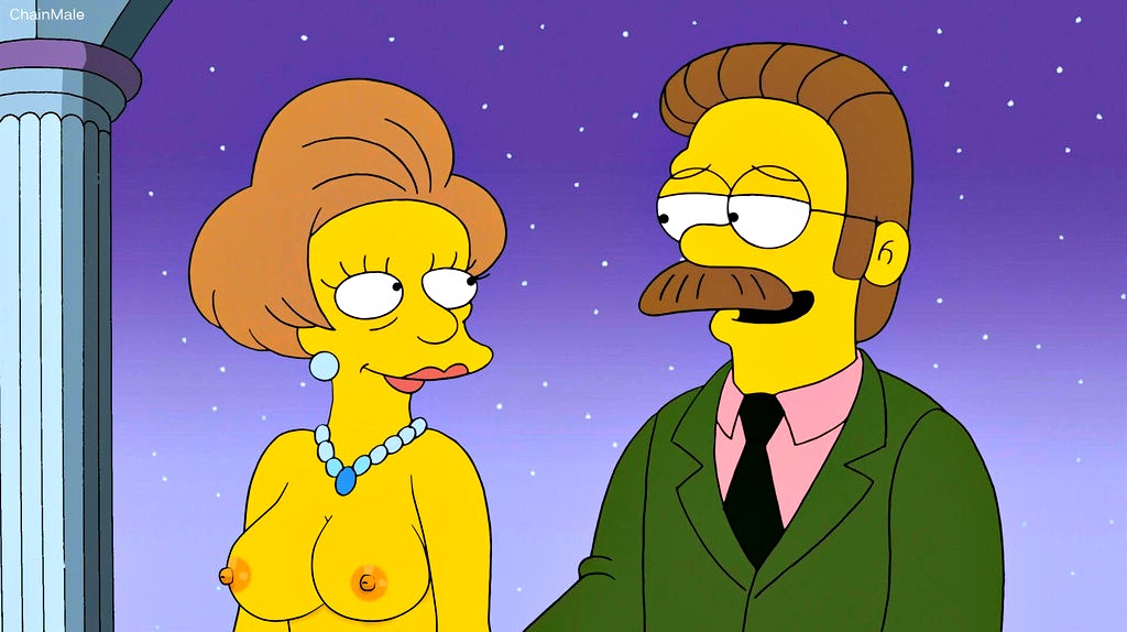 edna_krabappel ned_flanders tagme the_simpsons yellow_skin