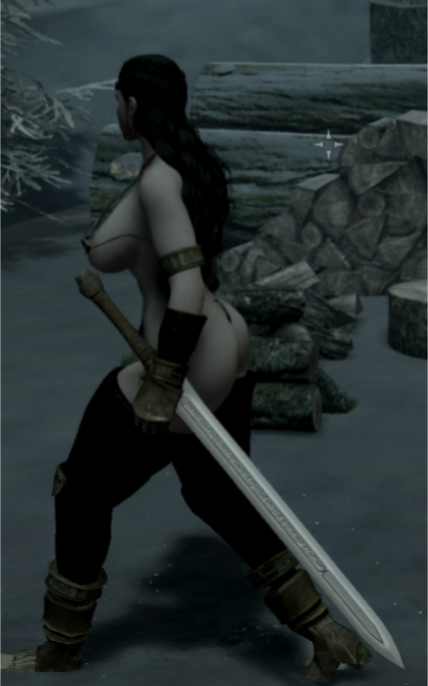 bikini_armor huge_ass huge_breasts screencap skyrim sword thong