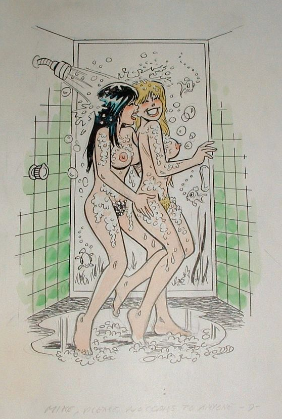 archie_comics betty_cooper dan_decarlo_(artist) nude shower soap veronica_lodge wet