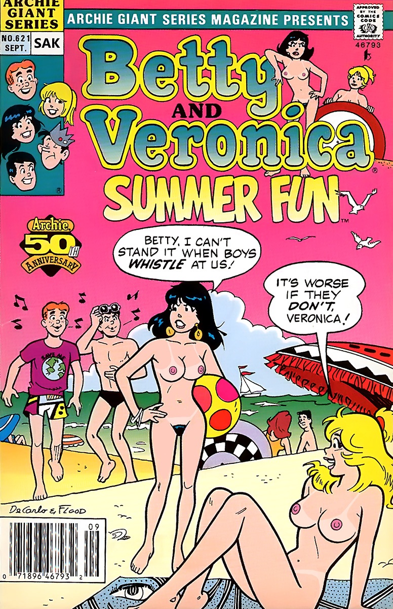 archie_andrews archie_comics barcode beach betty_and_veronica betty_cooper breasts comic comic_cover nude parody pussy sak tan_line veronica_lodge