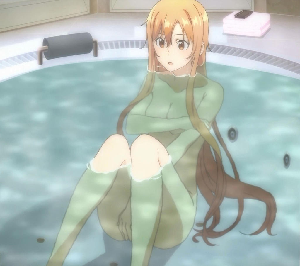 1girl absurd_res alluring alternate_hairstyle armpits ass asuna_(sao) bangs barefoot bath bathing bathroom bathtub between_legs breasts cellphone cleft_of_venus clenched_hands clothes_removed collarbone completely_nude covering covering_breasts covering_crotch day eyelashes fanservice feet female_focus fingernails full_body hair_down hand_between_legs hand_on_own_arm high_res hot_tub indoors jacuzzi knees_up legs long_hair looking_away matching_hair/eyes medium_breasts neck nude open_mouth orange_eyes orange_hair parted_bangs partially_submerged phone pink_towel shiny shiny_hair shiny_skin shoulders shy sidelocks sitting smartphone stitched surprised sword_art_online thighs third-party_edit toenails toes towel water water_drop wet wet_hair