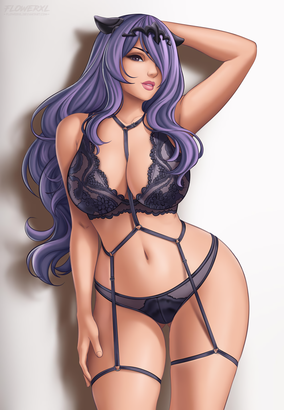 1girl 1girl 1girl alluring ass_visible_through_thighs bare_arms bare_midriff bare_shoulders bare_thighs big_breasts big_breasts black_panties bra breasts camilla_(fire_emblem) child_bearing_hips cleavage curvaceous curvy curvy_female curvy_figure female_only fire_emblem fire_emblem_fates fire_emblem_heroes flowerxl hair_over_one_eye hartman_hips hips hourglass_figure human human_only lace-trimmed_bra lace-trimmed_panties light-skinned_female light_skin lingerie long_hair looking_at_viewer mature mature_female milf navel nintendo panties pose posing purple_bra purple_hair purple_panties purple_underwear seductive solo_female stomach thick thick_lips thick_thighs thighs thunder_thighs thunderthighs voluptuous wavy_hair wide_hips