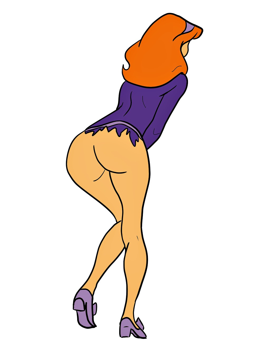 ass bottomless clothed daphne_blake dress hairband no_panties red_hair scooby-doo shoes tagme torn_clothes