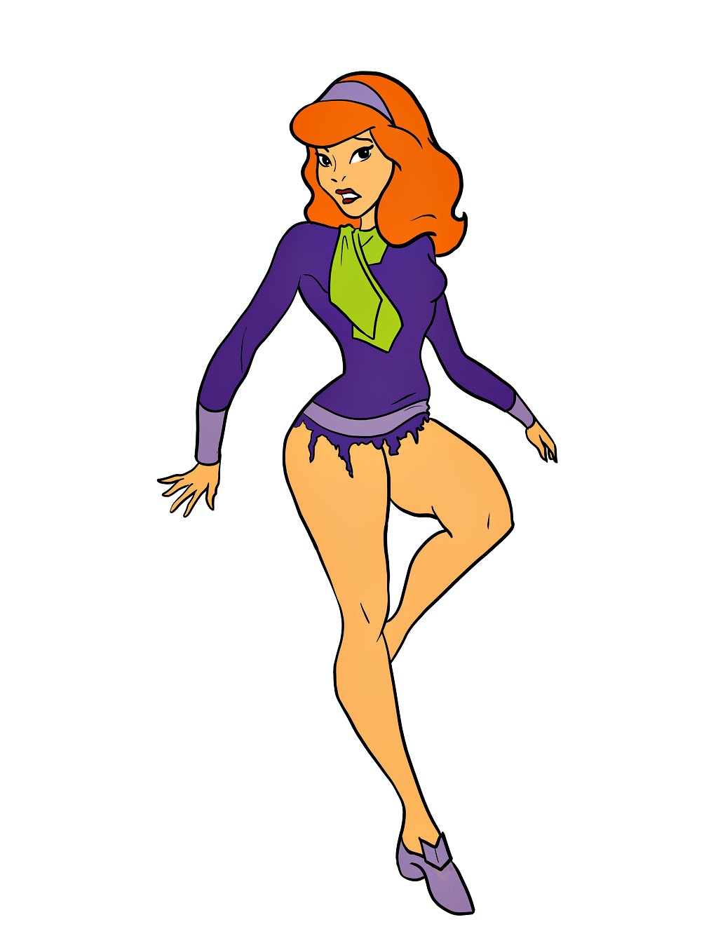 clothed daphne_blake dress hairband no_panties red_hair scooby-doo shoes tagme torn_clothes
