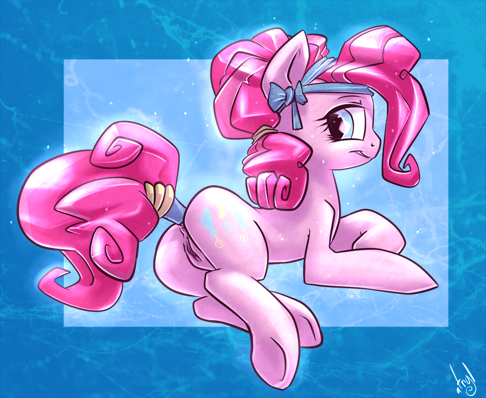 1girl ass atryl blue_eyes cutie_mark earth_pony female female_only friendship_is_magic my_little_pony nude pink_hair pinkie_pie pinkie_pie_(mlp) pony pussy solo tail