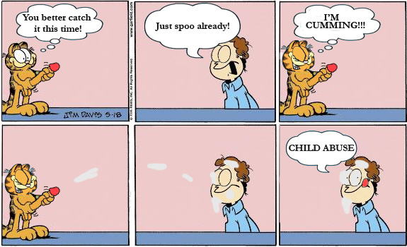 garfield garfield_(character) jon_arbuckle penis speech_bubble tagme text thought_bubble