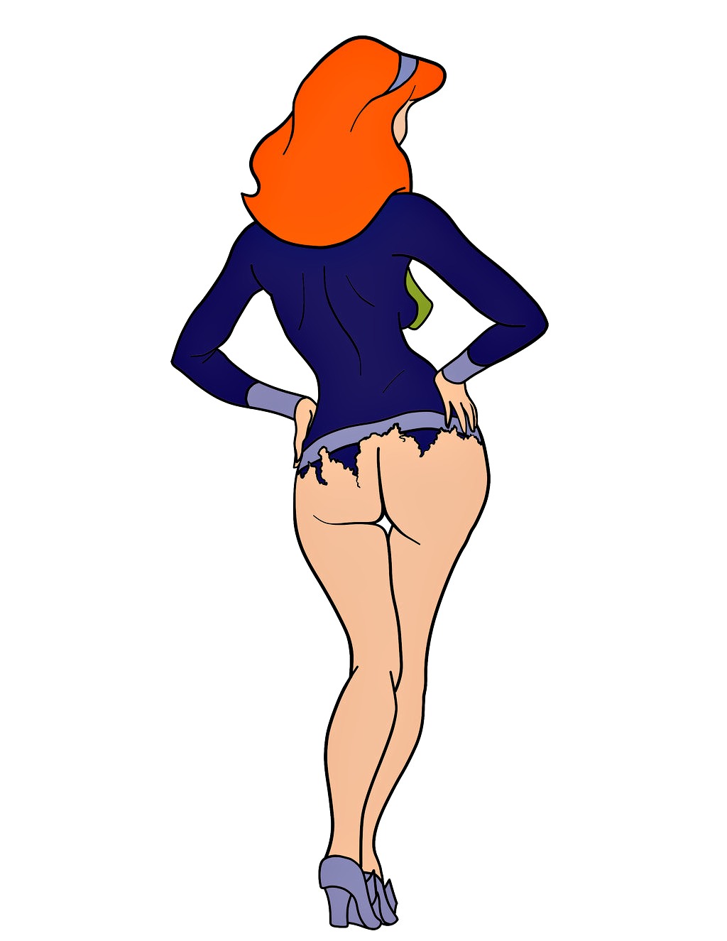 ass clothed daphne_blake dress hairband no_panties red_hair scooby-doo shoes tagme torn_clothes