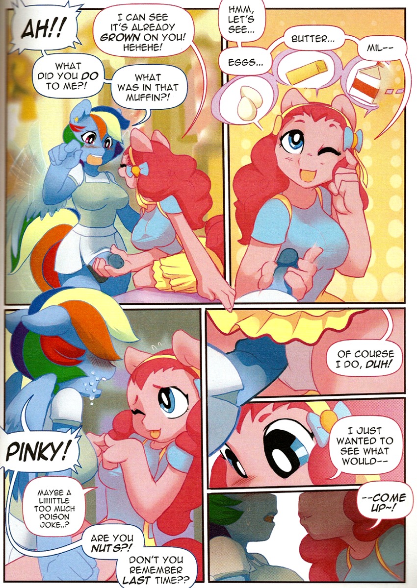 comic friendship_is_magic futanari hoofbeat leche_(artist) muffins my_little_pony pinkie_pie rainbow_dash yuri