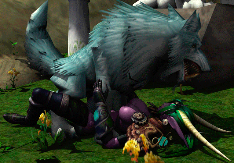 big_breasts breasts canine elf female flower gif hetero horn lying male night_elf nipples on_back open_mouth outside penetration primer_(artist) sex video_games warcraft wolf world_of_warcraft