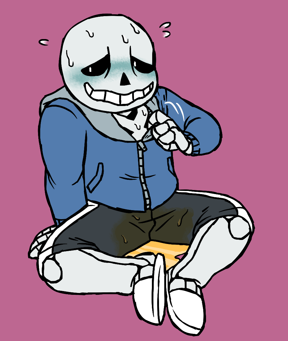 1boy 2010s 2015 2d 2d_(artwork) animated_skeleton arm_support blue_blush blue_hoodie blue_jacket blush clothed clothed_male clothing digital_media_(artwork) embarrassed fully_clothed hooded_jacket hoodie jacket looking_away male male_only monster nervous omorashi pee peeing_self puddle sans sans_(undertale) simple_background sitting skeleton slippers solid_color_background solo_male sweat tinybeasts tinynsfw undead undertale undertale_(series) urination urine urine_puddle video_games watersports wetting_self white_slippers