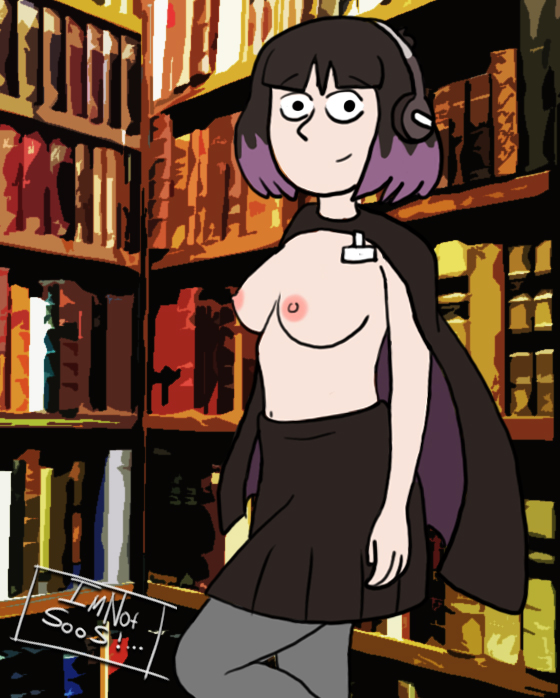 big_breasts breasts first_porn_of_character goth_girl hilda_(series) kaisa_(hilda) librarian library netflix nipples purple_hair purple_highlights teen