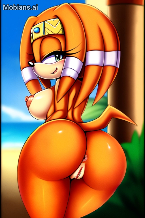 anthro anus beach booty breasts butt butthole mobians.ai pussy sega sonic_the_hedgehog_(series) thick_thighs tikal_the_echidna