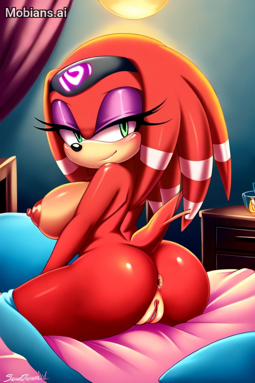 anthro anus bed booty breasts butt butthole mobians.ai pussy sega shade_the_echidna sonic_the_hedgehog_(series) thick_thighs
