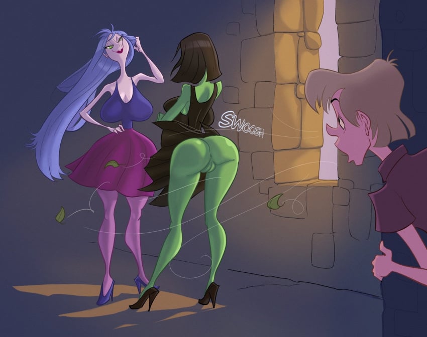 1boy 2_girls 2girls arthur_(sword_in_the_stone) arthur_pendragon arthurian_legends ass banjo-kazooie big_ass big_breasts breasts bubble_ass bubble_butt comic commission crossover disney disney_villains game_over_gruntilda gilf green_skin gruntilda huge_ass huge_breasts human insanely_hot john_coffe large_ass large_breasts long_hair madam_mim male mature_female older_female purple_hair pussy sexy sexy_ass sexy_body sexy_breasts skirt_lift smelly_ass smelly_pussy the_sword_in_the_stone wind_lift windy_dress witch younger_male