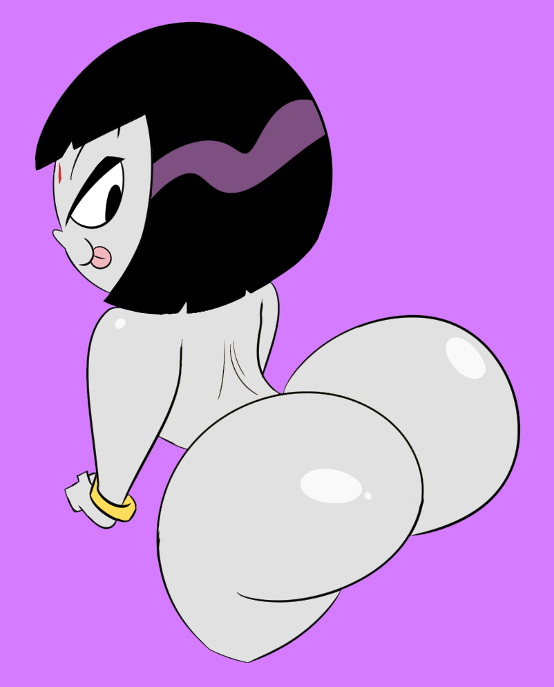 1girl alpha_channel big_ass black_eyes black_hair cartoon_network cute dc_comics for_sticker_use gray_body grey_body grey_skin lady_legasus looking_back no_bra no_panties oboithisisfunky older older_female purple_background rachel_roth raven_(dc) source_request teen_titans_go tongue tongue_out year_request yellow_leotard young_adult young_adult_female young_adult_woman