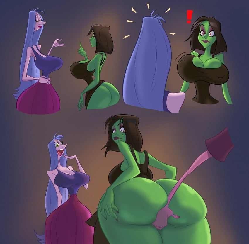 1boy 2girls ass ass_grab banjo-kazooie big_ass big_breasts bimbo breasts bubble_ass bubble_butt comic commission crossover curvaceous curvy curvy_figure disney disney_villains fingering game_over_gruntilda green_eyes green_skin grope gruntilda gruntilda_winkybunion hourglass_figure huge_ass huge_breasts human insanely_hot john_coffe large_ass large_breasts looking_back madam_mim purple_hair rareware sex sexy sexy_ass sexy_body sexy_breasts smelly_ass smelly_pussy surprise the_sword_in_the_stone thick_ass thick_thighs wet_pussy witch