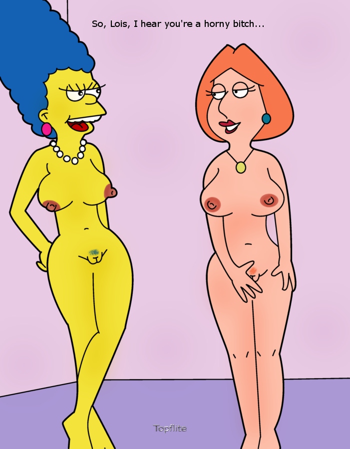 blue_hair crossover family_guy hair lois_griffin marge_simpson the_simpsons topflite yellow_skin