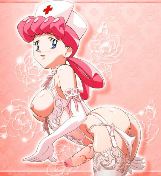 breasts futanari gloves joy_(pokemon) nintendo nurse nurse_joy photoshop pink_hair pokemon