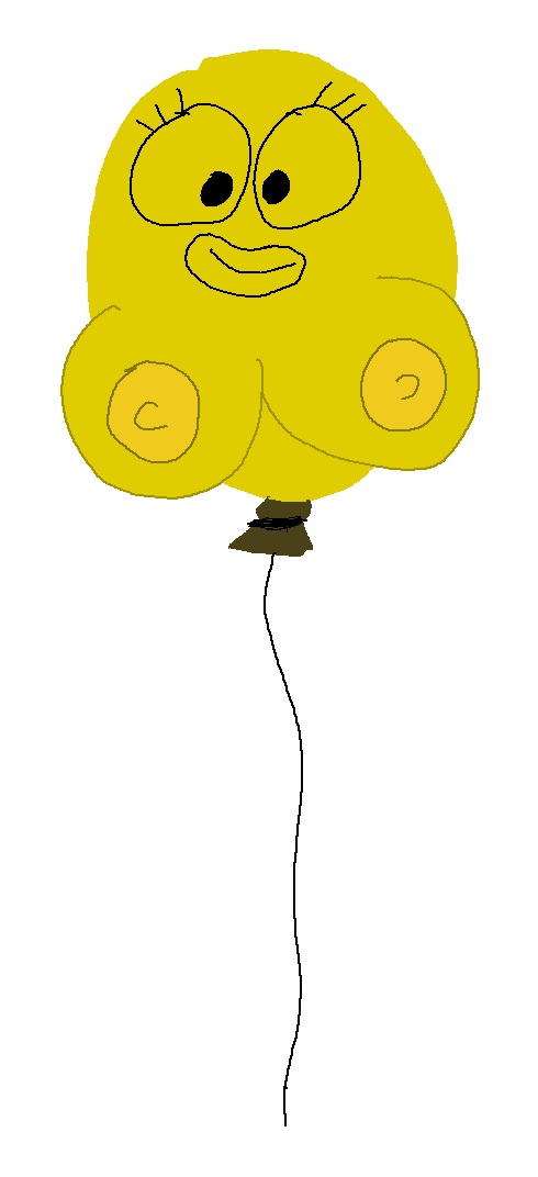 1girl 2024 big_breasts breasts cartoon_network closed_mouth erect_nipples eyelashes female_only grin jessica_keane lipstick looking_down nipples open_eyes smile tagme the_amazing_world_of_gumball white_background yellow_balloon yellow_nipples